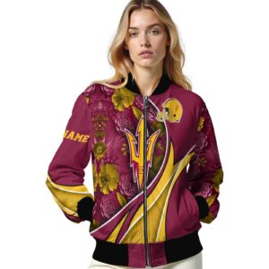 personalized arizona state sun devils floral print maroon jacket latest model jacketwow