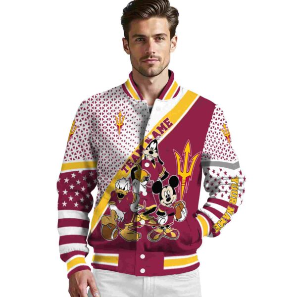 personalized arizona state sun devils mickey donald goofy maroon white jacket high quality jacketwow