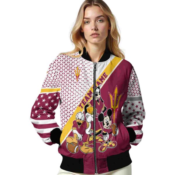 personalized arizona state sun devils mickey donald goofy maroon white jacket latest model jacketwow