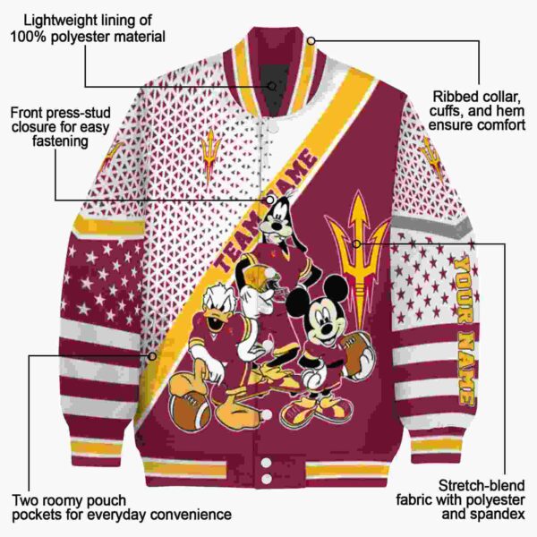 personalized arizona state sun devils mickey donald goofy maroon white jacket new arrival jacketwow