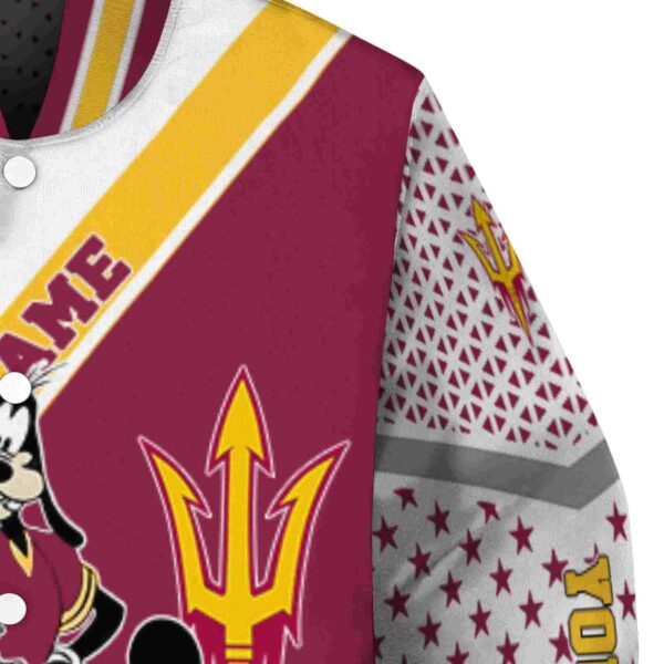 personalized arizona state sun devils mickey donald goofy maroon white jacket premium grade jacketwow