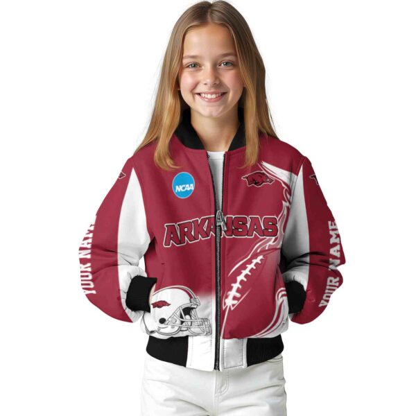personalized arkansas razorbacks flaming football red white jacket top rated jacketwow