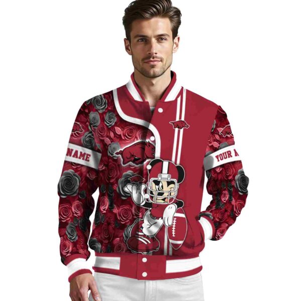personalized arkansas razorbacks rose mickey red jacket high quality jacketwow
