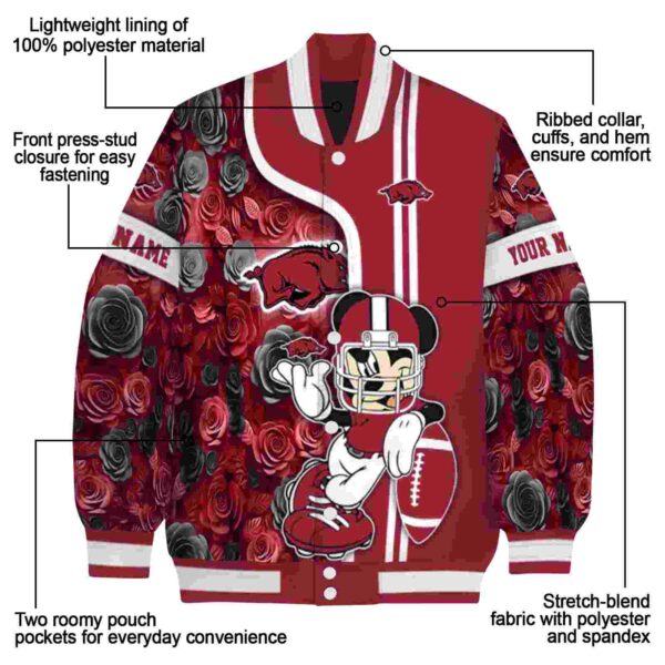 personalized arkansas razorbacks rose mickey red jacket new arrival jacketwow