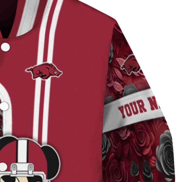 personalized arkansas razorbacks rose mickey red jacket premium grade jacketwow