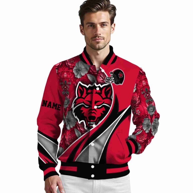 personalized arkansas state red wolves floral print scarlet jacket high quality jacketwow