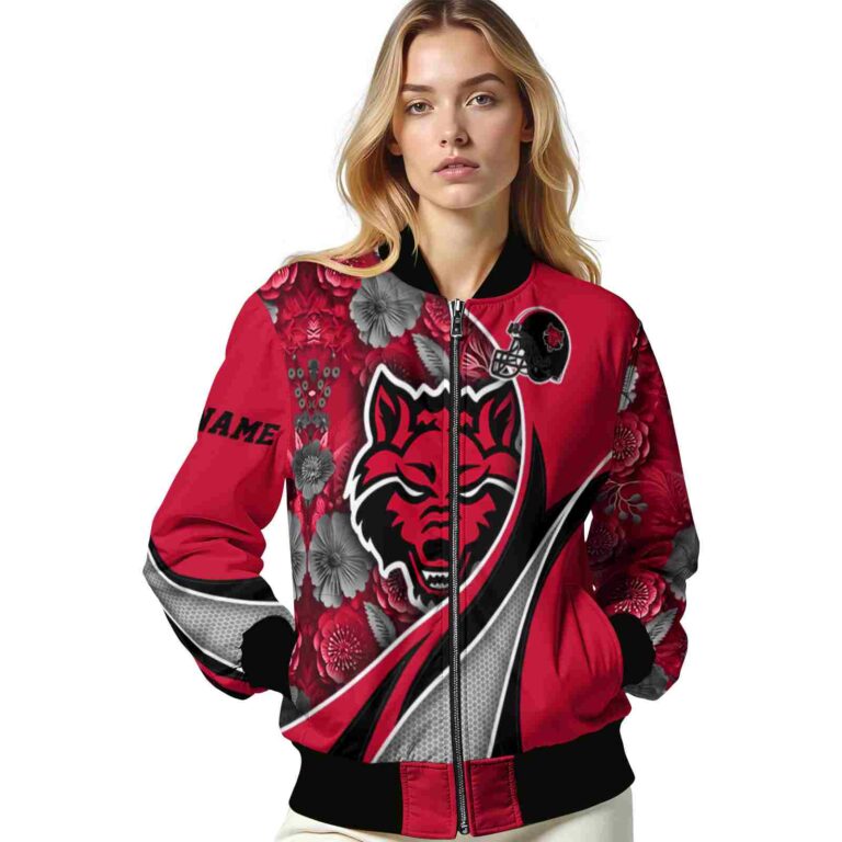 personalized arkansas state red wolves floral print scarlet jacket latest model jacketwow