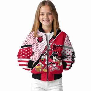 personalized arkansas state red wolves mickey donald goofy scarlet white jacket top rated jacketwow