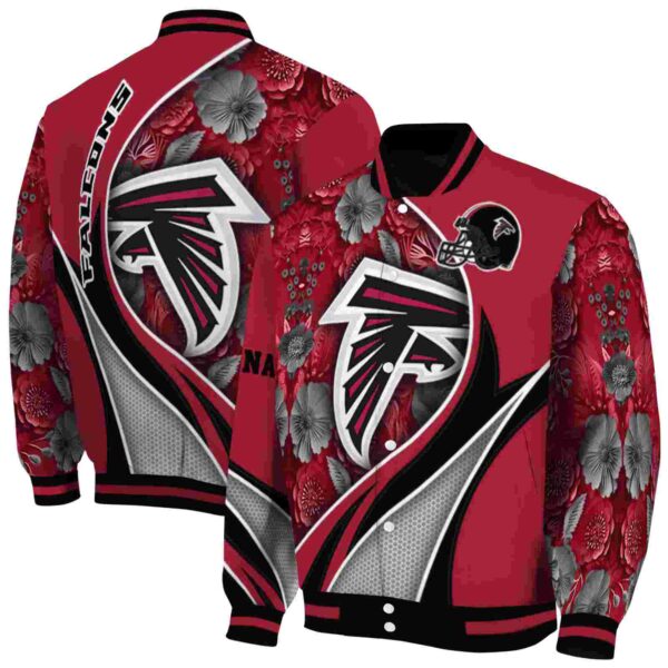 personalized atlanta falcons floral print red jacket fashion forward jacketwow
