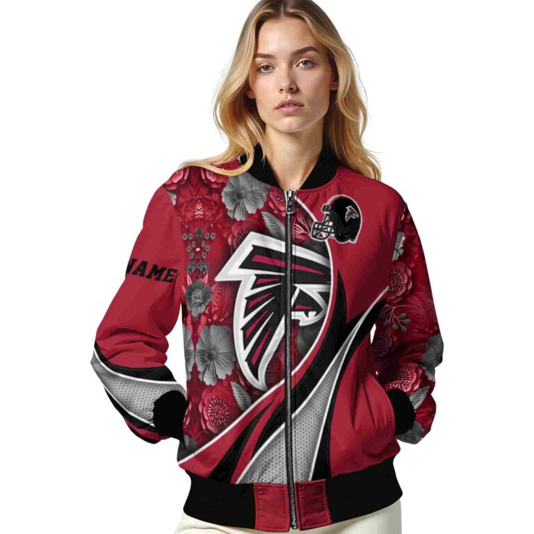personalized atlanta falcons floral print red jacket latest model jacketwow