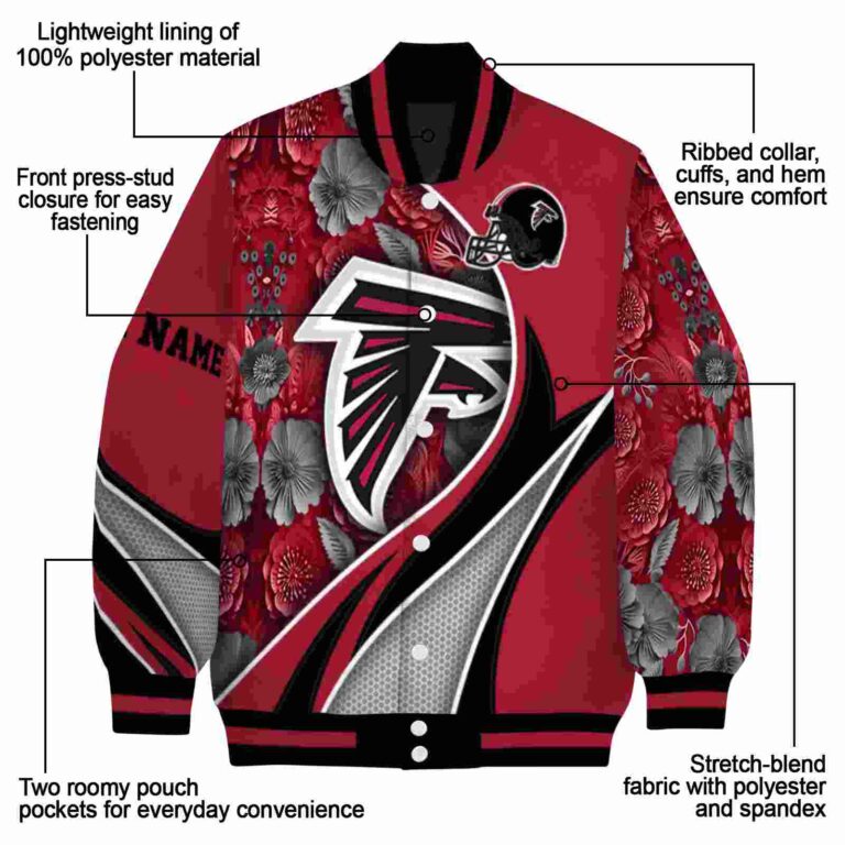personalized atlanta falcons floral print red jacket new arrival jacketwow