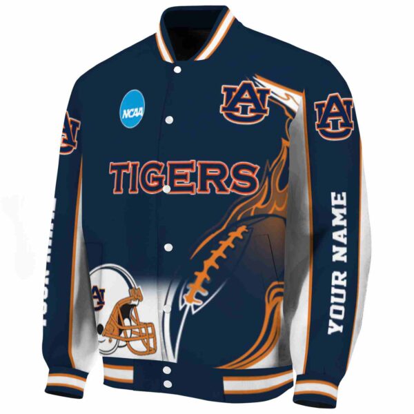 personalized auburn tigers flaming football navy blue white jacket best selling jacketwow
