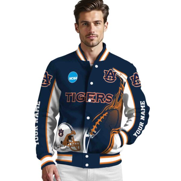 personalized auburn tigers flaming football navy blue white jacket high quality jacketwow