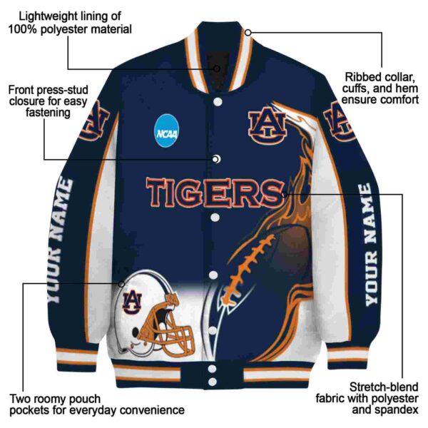personalized auburn tigers flaming football navy blue white jacket new arrival jacketwow