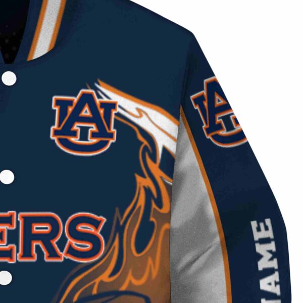 personalized auburn tigers flaming football navy blue white jacket premium grade jacketwow