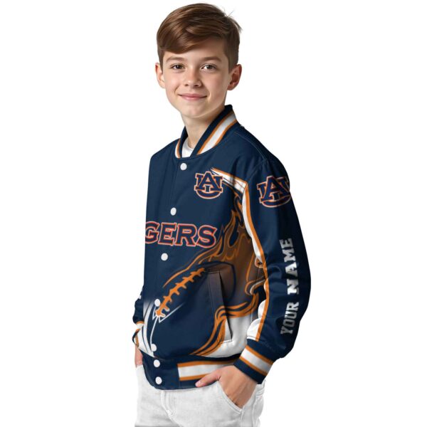 personalized auburn tigers flaming football navy blue white jacket trendy jacketwow