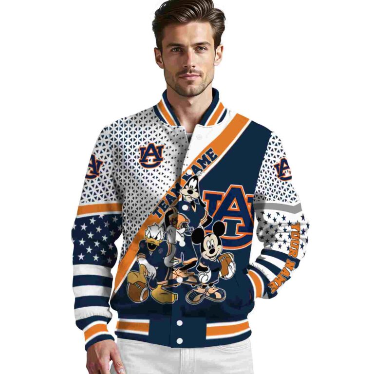 personalized auburn tigers mickey donald goofy navy blue white jacket high quality jacketwow