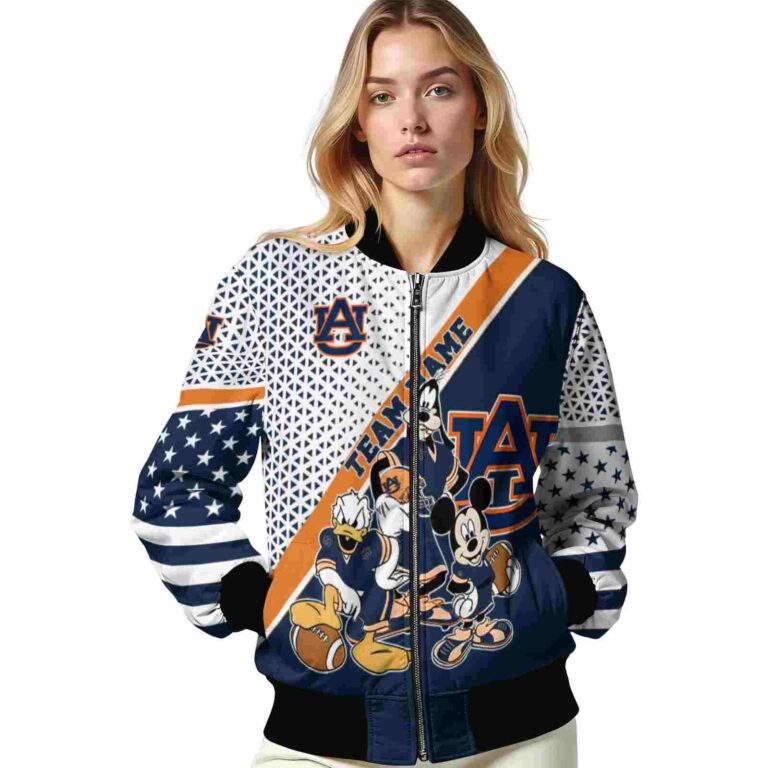 personalized auburn tigers mickey donald goofy navy blue white jacket latest model jacketwow