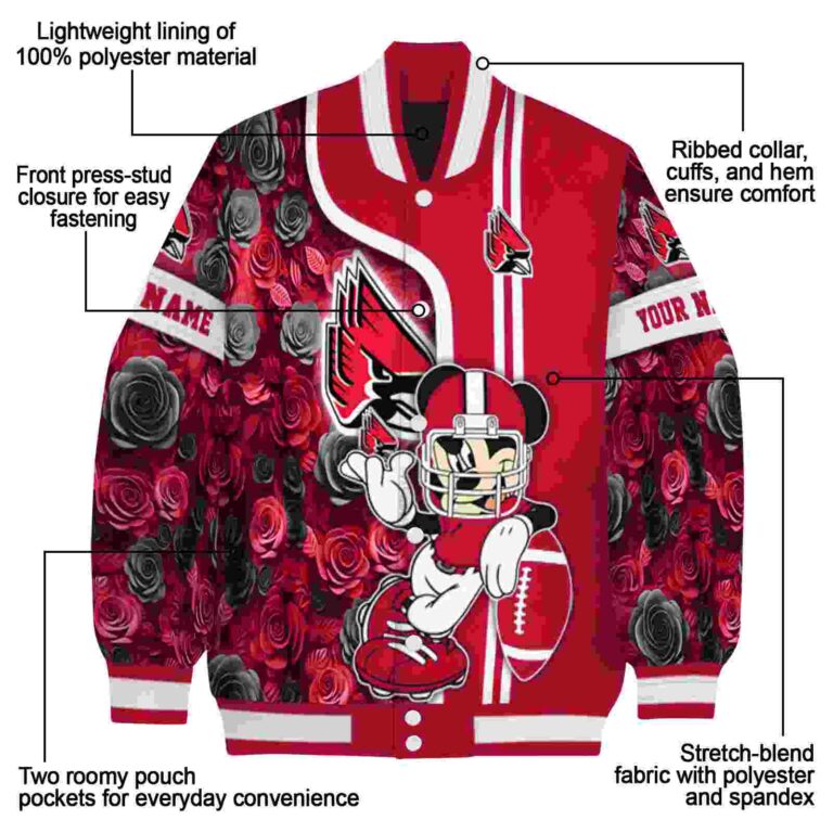 personalized ball state cardinals rose mickey red jacket new arrival jacketwow