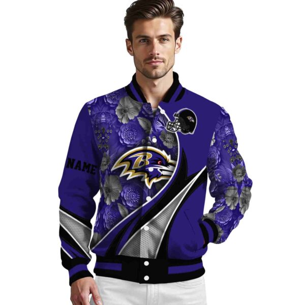 personalized baltimore ravens floral print purple jacket high quality jacketwow