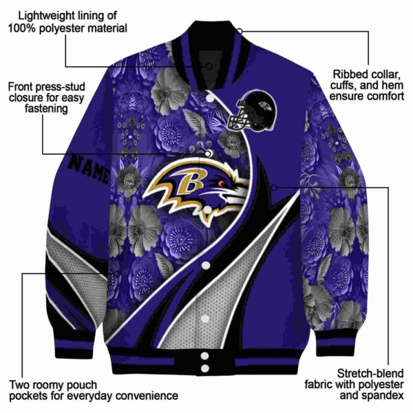 personalized baltimore ravens floral print purple jacket new arrival jacketwow