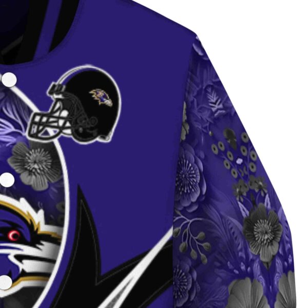 personalized baltimore ravens floral print purple jacket premium grade jacketwow