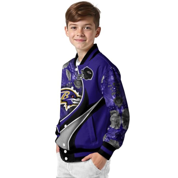 personalized baltimore ravens floral print purple jacket trendy jacketwow