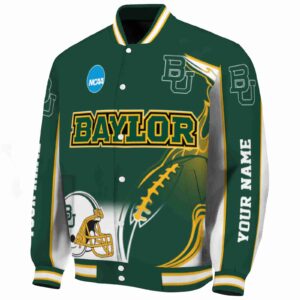personalized baylor bears flaming football green white jacket best selling jacketwow