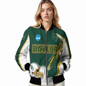 personalized baylor bears flaming football green white jacket latest model jacketwow