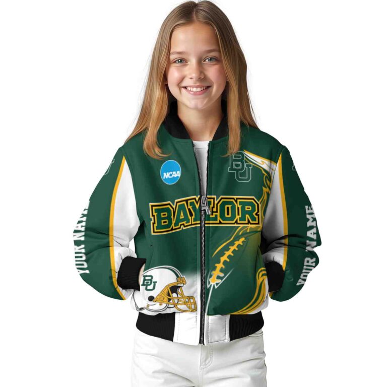 personalized baylor bears flaming football green white jacket top rated jacketwow