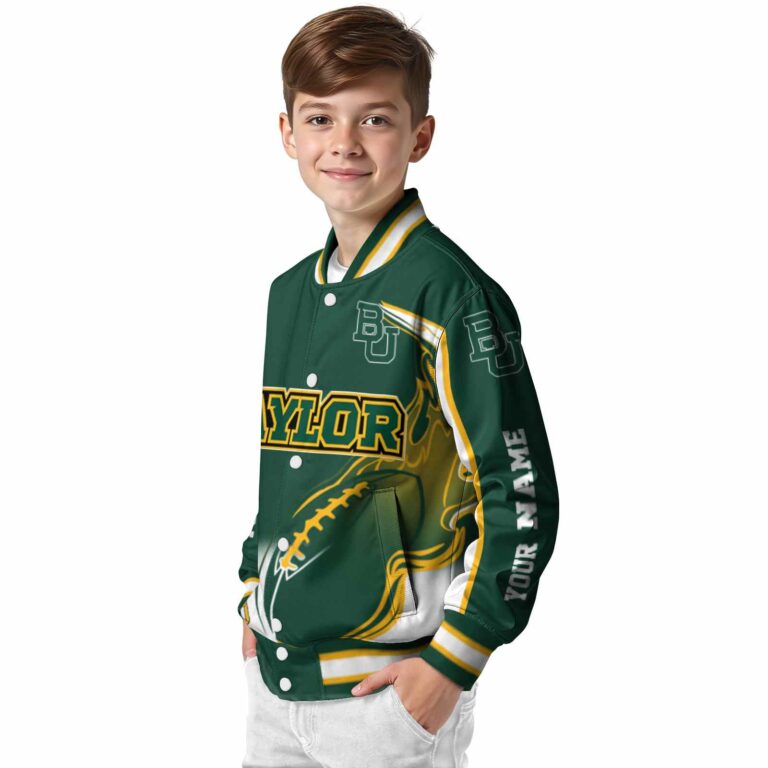 personalized baylor bears flaming football green white jacket trendy jacketwow