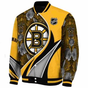 personalized boston bruins floral print gold jacket best selling jacketwow
