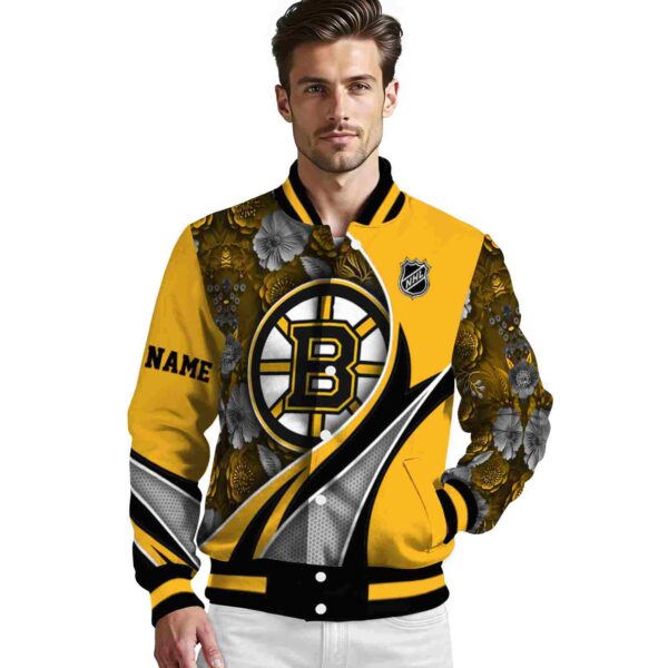 personalized boston bruins floral print gold jacket high quality jacketwow