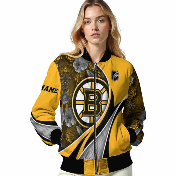 personalized boston bruins floral print gold jacket latest model jacketwow