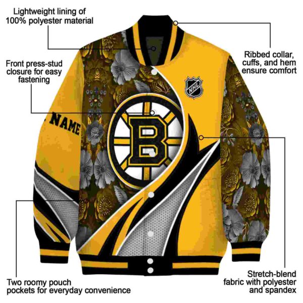 personalized boston bruins floral print gold jacket new arrival jacketwow