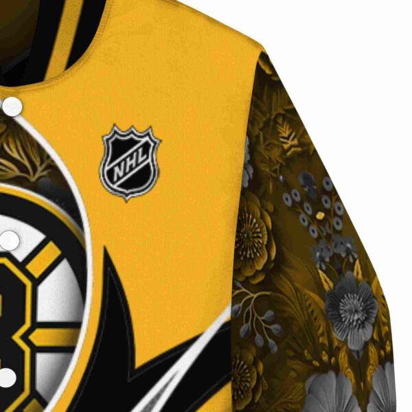 personalized boston bruins floral print gold jacket premium grade jacketwow