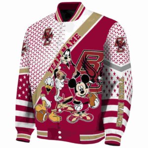personalized boston college eagles mickey donald goofy maroon white jacket best selling jacketwow