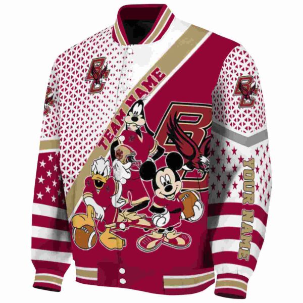 personalized boston college eagles mickey donald goofy maroon white jacket best selling jacketwow