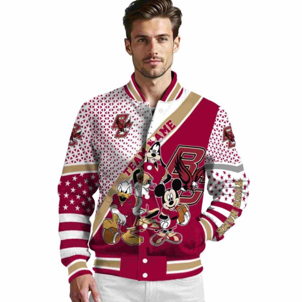 personalized boston college eagles mickey donald goofy maroon white jacket high quality jacketwow
