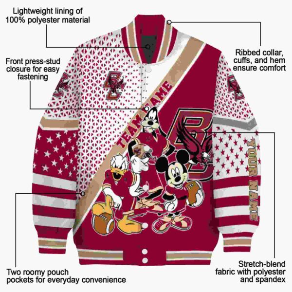 personalized boston college eagles mickey donald goofy maroon white jacket new arrival jacketwow