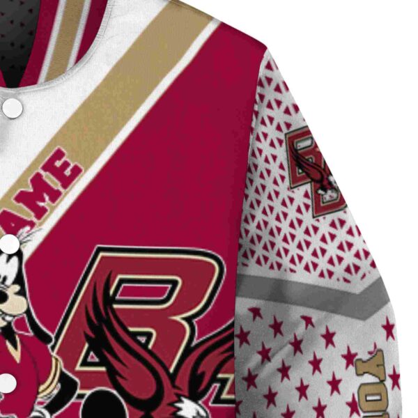 personalized boston college eagles mickey donald goofy maroon white jacket premium grade jacketwow