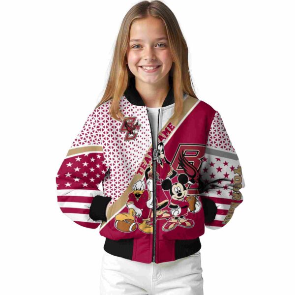 personalized boston college eagles mickey donald goofy maroon white jacket top rated jacketwow