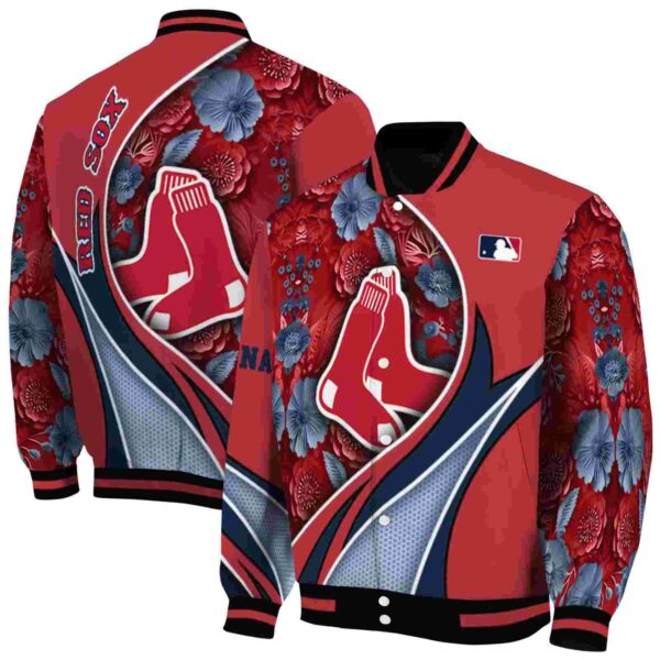 personalized boston red sox floral print red jacket fashion forward jacketwow
