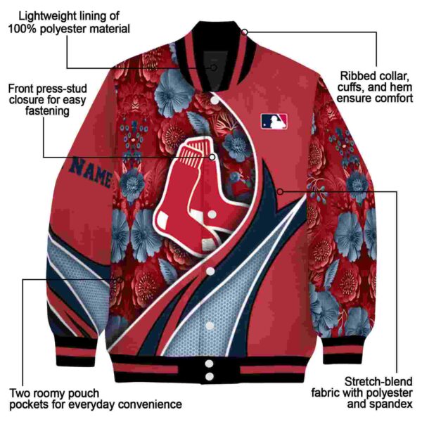 personalized boston red sox floral print red jacket new arrival jacketwow