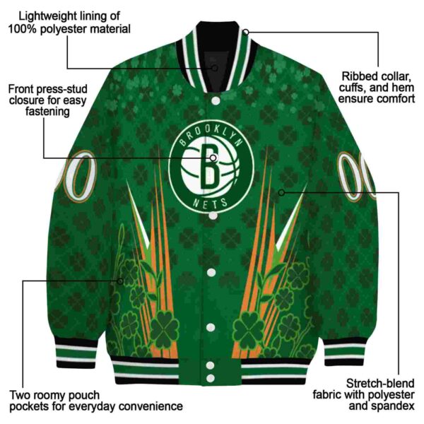 personalized brooklyn nets shamrock pattern green jacket new arrival jacketwow