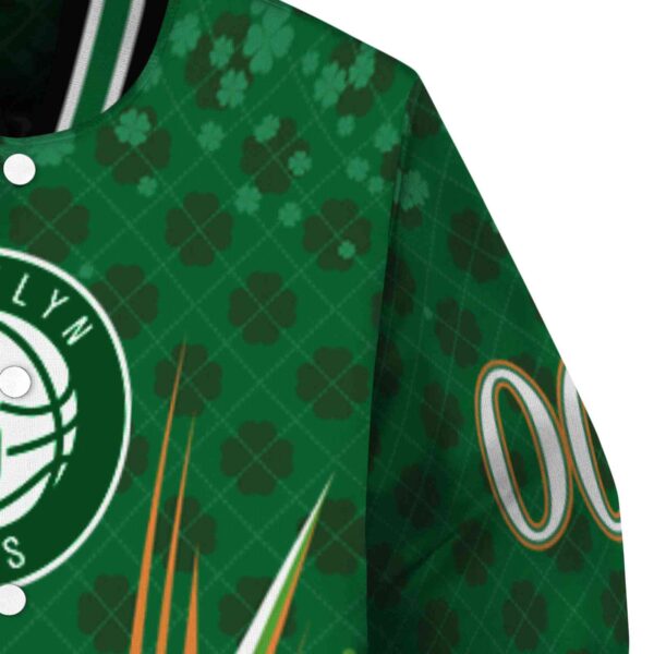 personalized brooklyn nets shamrock pattern green jacket premium grade jacketwow