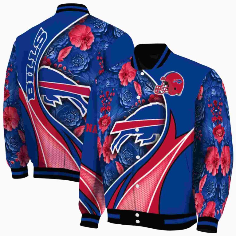 personalized buffalo bills floral print blue jacket fashion forward jacketwow