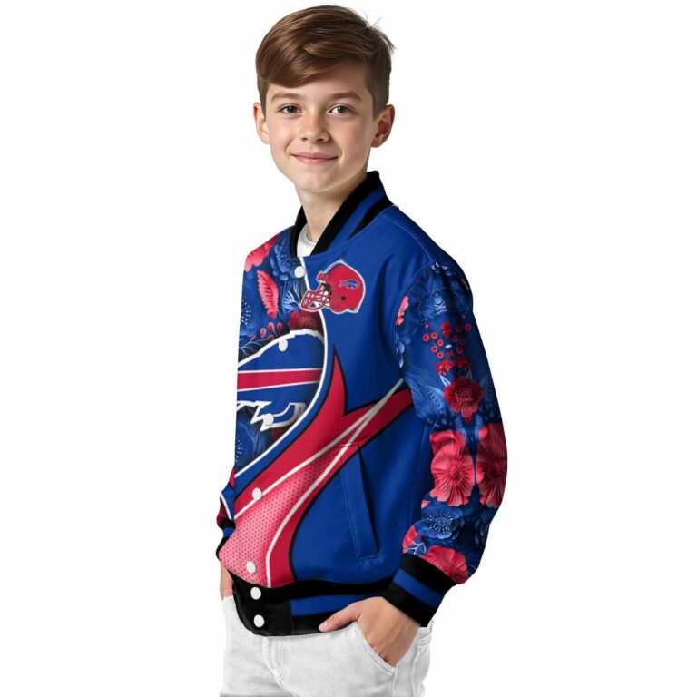 personalized buffalo bills floral print blue jacket trendy jacketwow