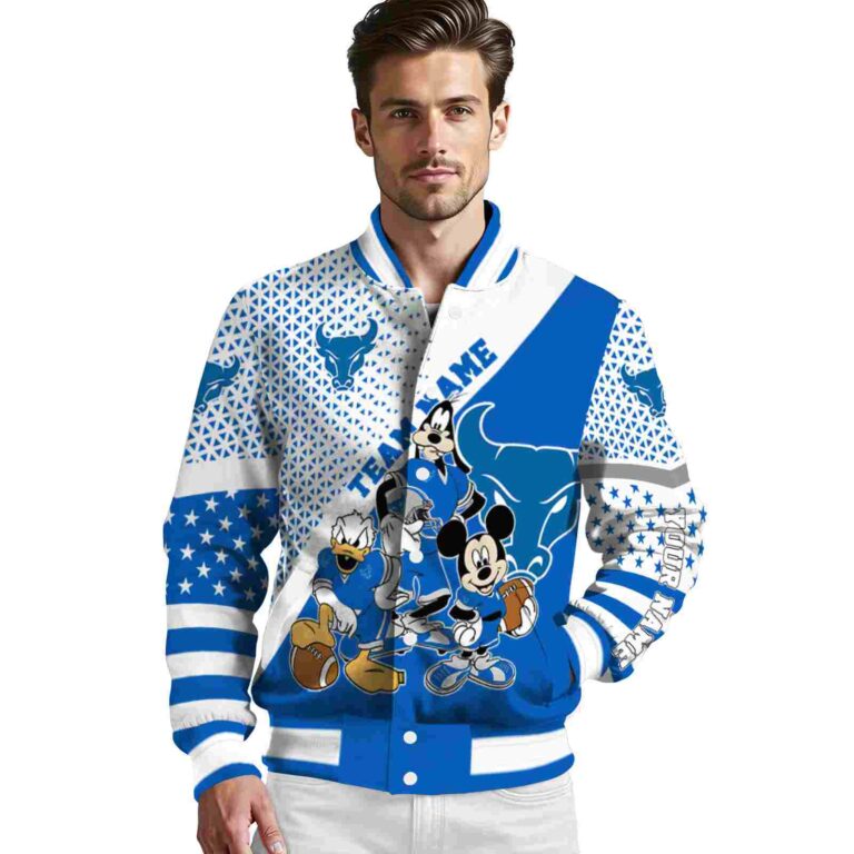 personalized buffalo bulls mickey donald goofy royal blue white jacket high quality jacketwow