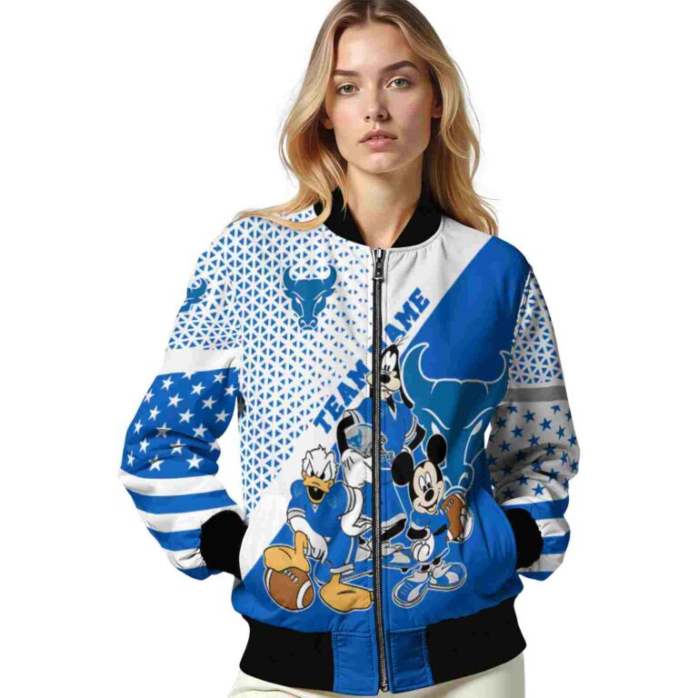 personalized buffalo bulls mickey donald goofy royal blue white jacket latest model jacketwow